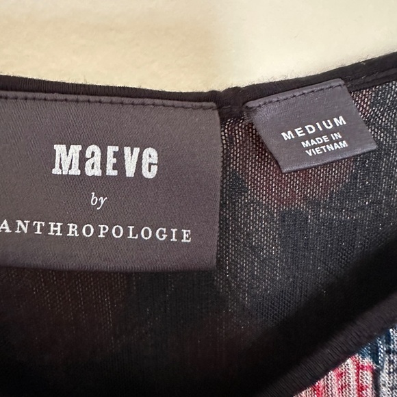 Anthropologie Maeve Tank Top | Sz Medium | Textured Shimmer| Blue & red Floral - Picture 3 of 10